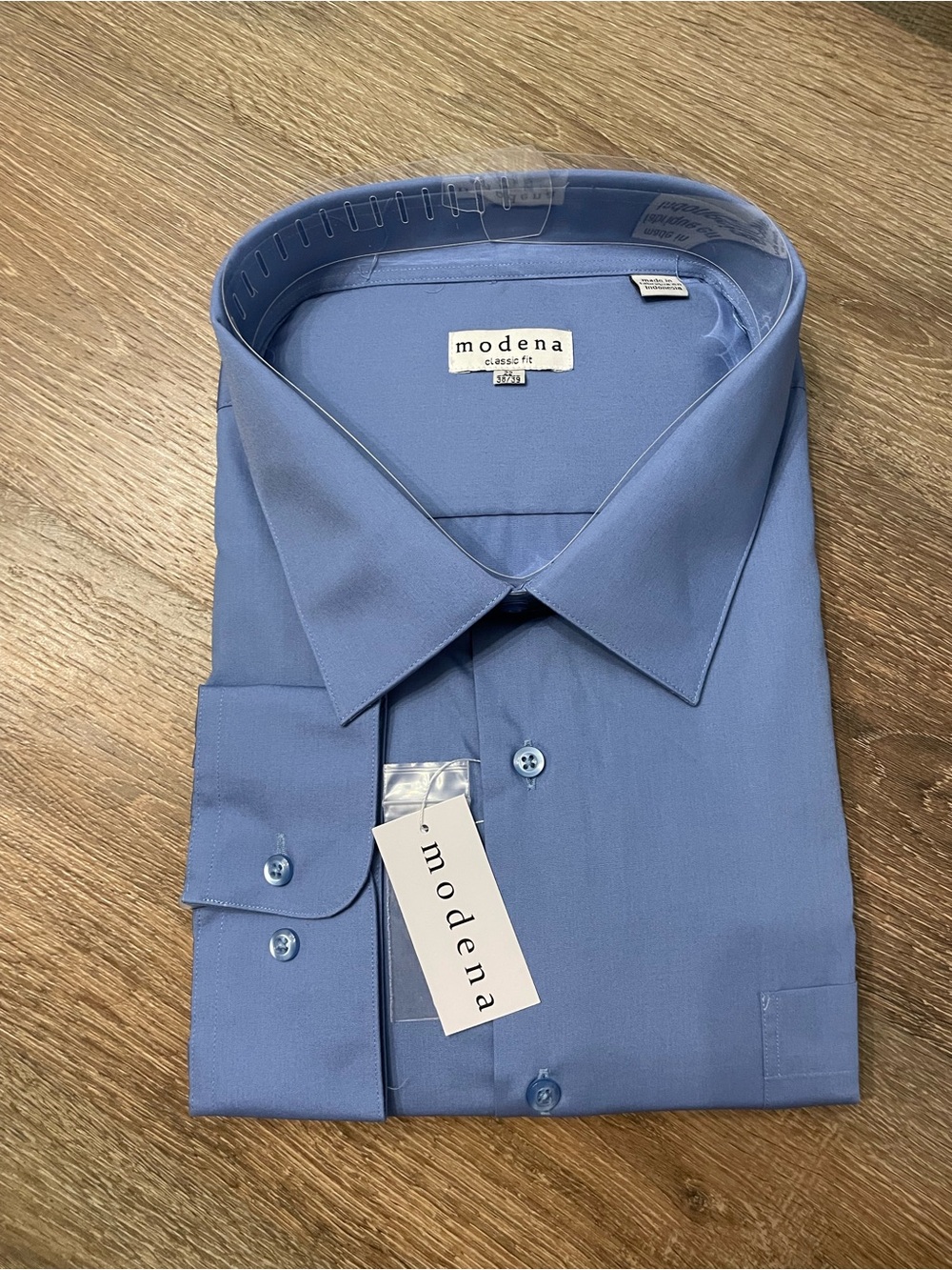 NWT Modena Men's Classic Fit Long Sleeve Dress Shirt M300CLOR Blue